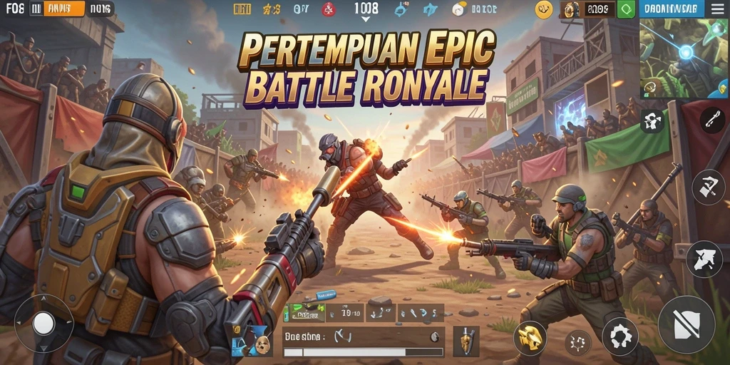 Screenshot FO8 menampilkan pertarungan sengit di medan Battle Royale.