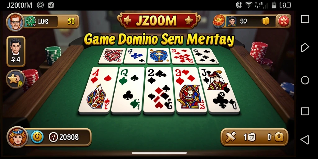 Tampilan gameplay seru J200M dengan tema domino yang menarik.