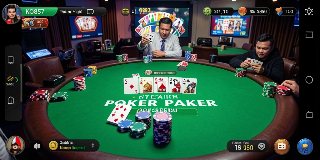 Screenshot utama KO857 menampilkan aksi seru permainan Poker.