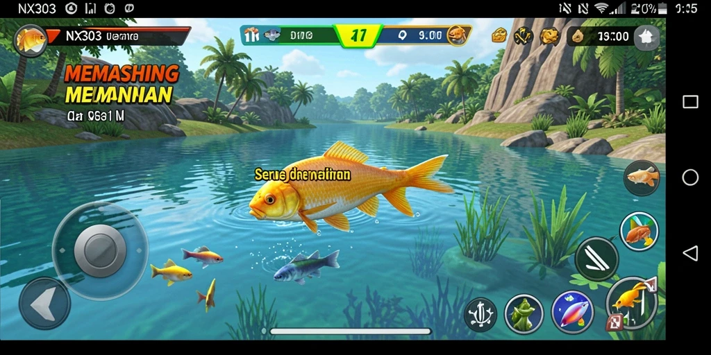 Tampilan gameplay NX303 yang menarik dengan aksi memancing.