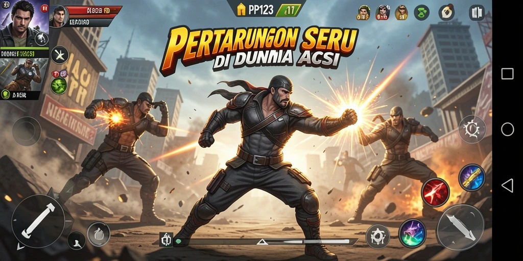 Tampilan gameplay PP123 yang penuh aksi menarik dan dinamis.