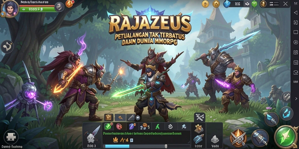 Menampilkan aksi seru dalam game MMORPG RAJAZEUS.