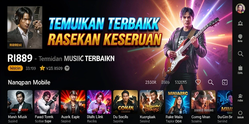 Screenshot utama RI889 menunjukkan gameplay musik yang interaktif dan menyenangkan.