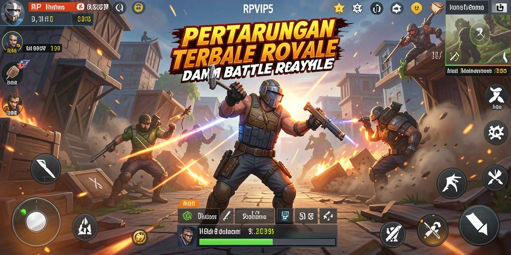 Tampilan gameplay RPVIP5 yang seru dalam momen pertarungan Battle Royale.